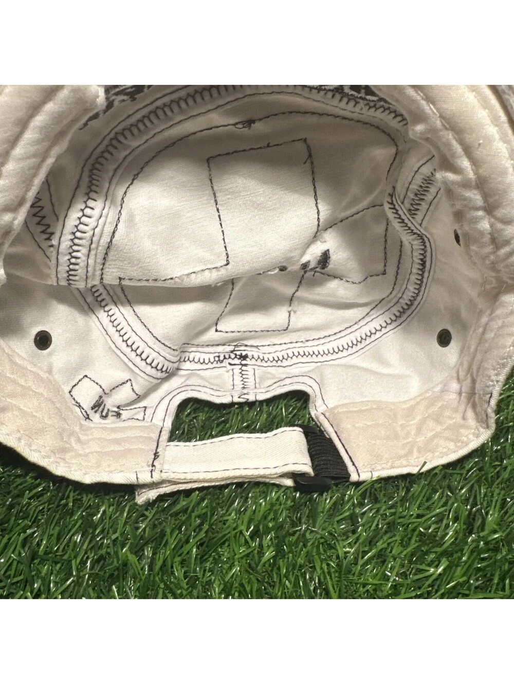 WOW World Of Water sports Fun All Over Embroidered Canvas Hat In White Rare VTG